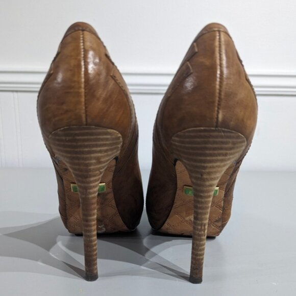 L.A.M.B brown leather peeptoe stilletto - Picture 7 of 12
